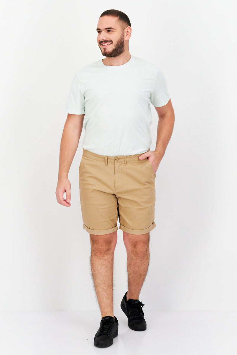 Celio Men Solid Denim Shorts, Beige - Image 2